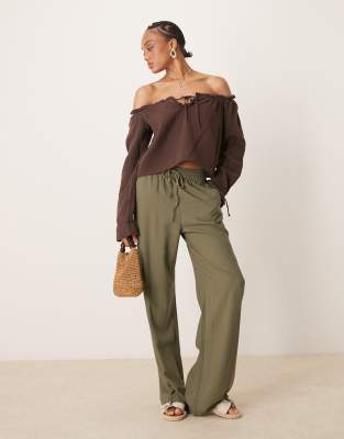 JDY Tall - Pantalon ample en lin - Kaki - view 1