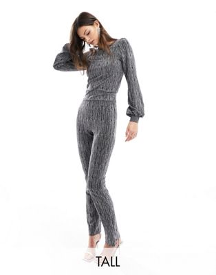 JDY Tall trouser co-ord in black and silver glitter - ASOS Price Checker