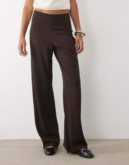 JDY Tall pantalon large à bande latérale marron, 2 de 5