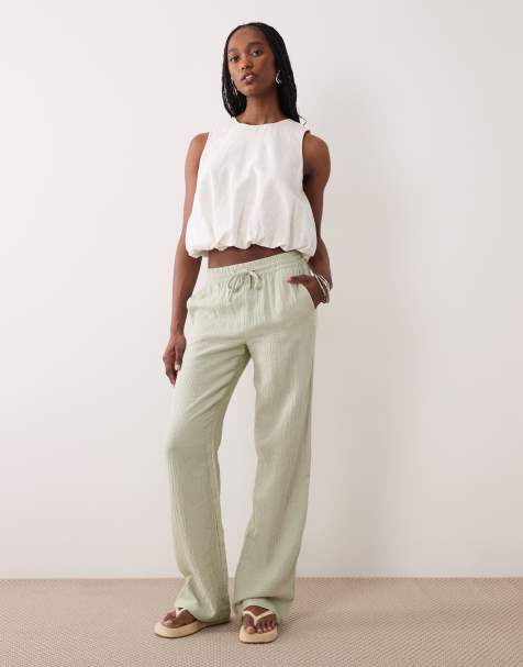 JDY Tall - Pantalon large en étamine - Vert sauge - view 1