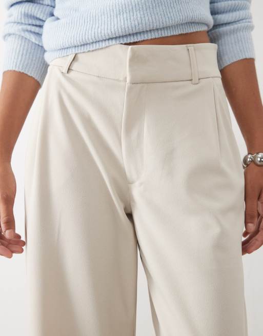 JDY Tall - Pantalones de traje de pernera ancha en piedra, 3 de 5
