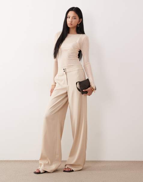 JDY Tall - Pantaloni a fondo ampio e vita alta beige - view 1