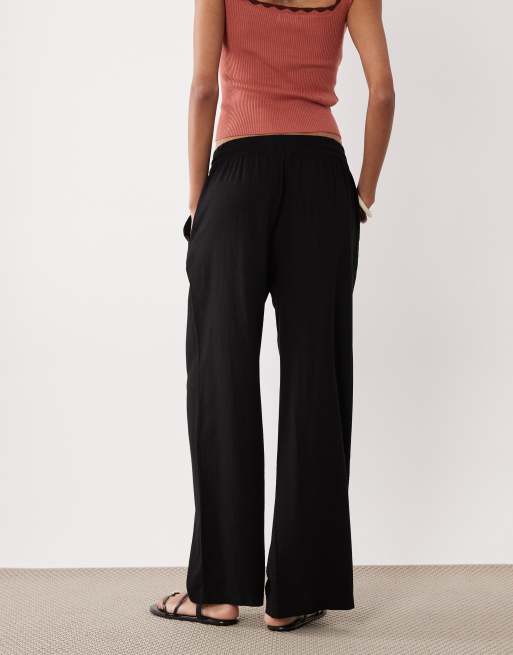 JDY Tall - Pantaloni a fondo ampio in lino neri, 4 di 5