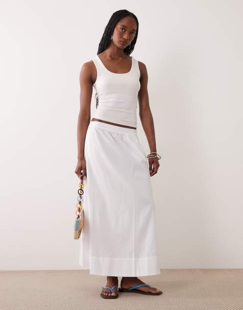 JDY Tall poplin maxi skirt in white - view 1
