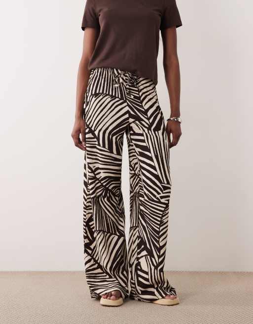 JDY Tall pull on pants in brown abstract print, 5 of 5