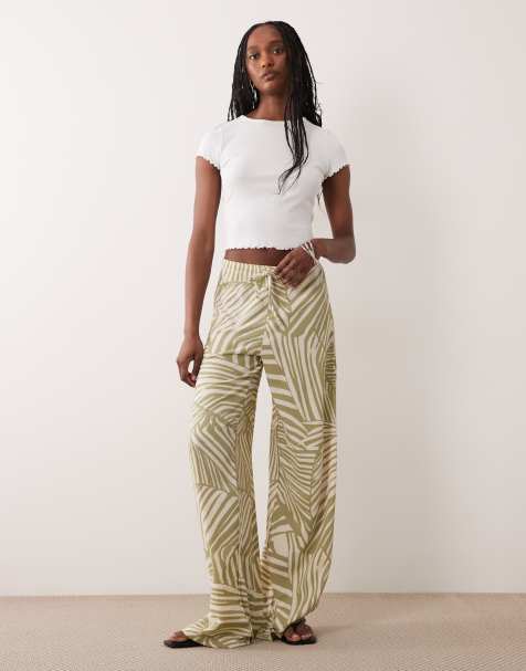 JDY Tall pull on trousers in sage abstract print