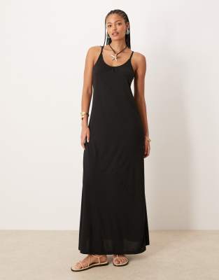 JDY Tall - Robe longue nouée dans le dos - Noir