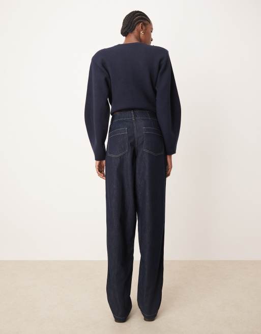JDY Tall - Sansa - Jean bouffant à taille haute et coutures apparentes - Bleu foncé, 3 de 5