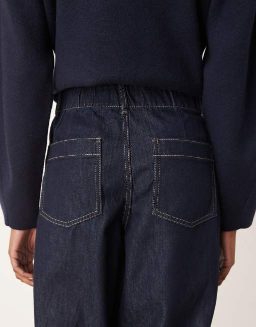 JDY Tall - Sansa - Jean bouffant à taille haute et coutures apparentes - Bleu foncé, 5 de 5