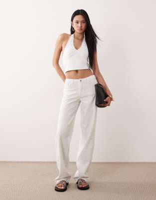 JDY Tall - Straight Jeans in Weiß mit niedrigem Bund