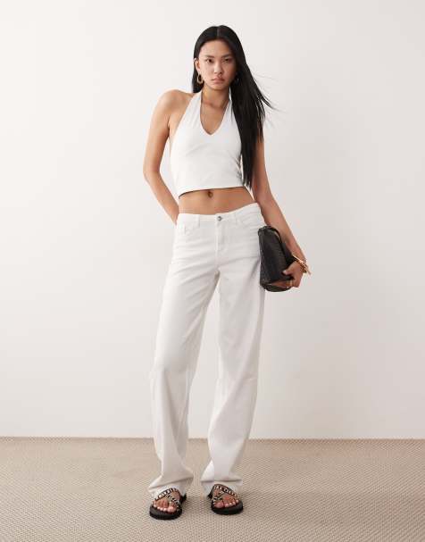 JDY Tall – Straight Jeans in Weiß mit niedrigem Bund - view 1