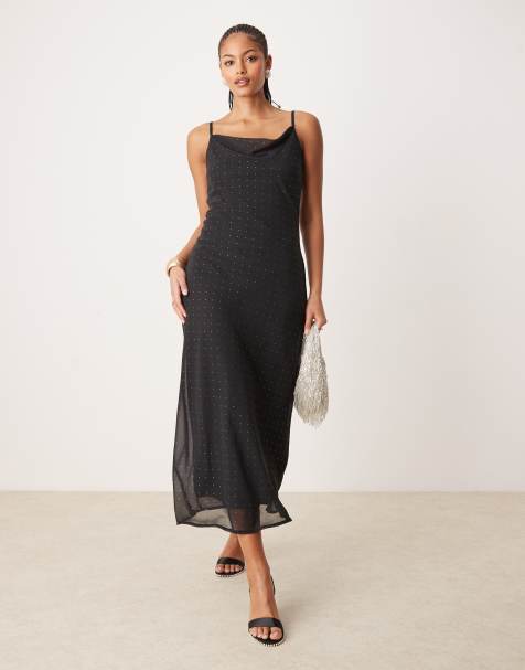 JDY Tall stud details midaxi dress in black - view 1