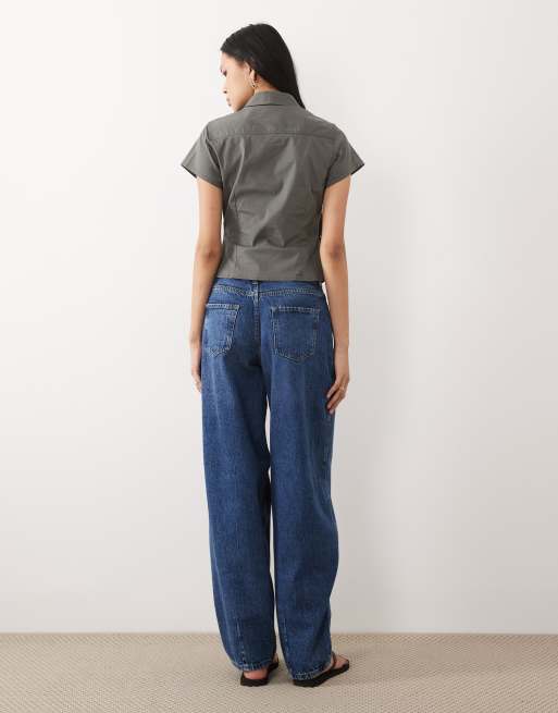 JDY Tall – Susie – Barrel-Jeans in Mittelblau mit mittelhohem Bund, 2 von 5