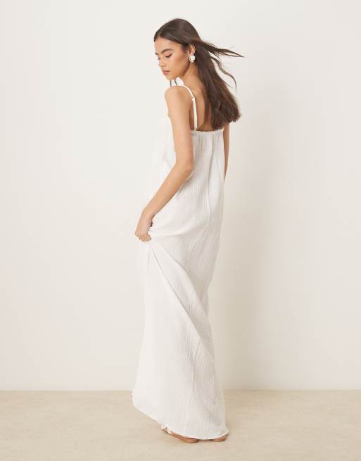 JDY Tall textured sleeveless maxi dress in white