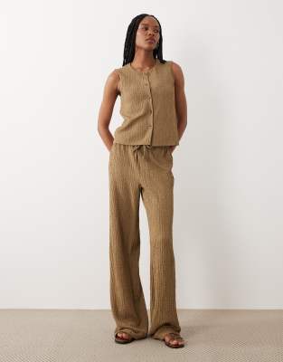 Jdy Tall Textured Tailored Pants In Brown