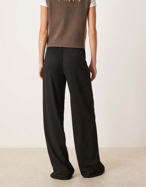 JDY Tall textured wide leg pants in black, 4 of 5