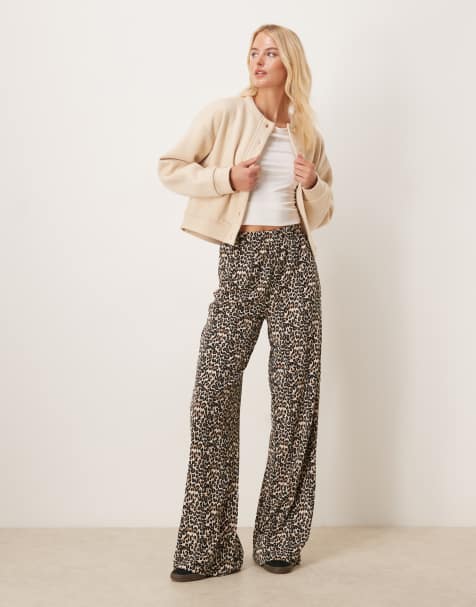 JDY Tall textured wide leg trousers in leo print - view 1