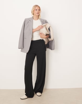 JDY Tall JDY Tall tie detail wide leg trouser in black