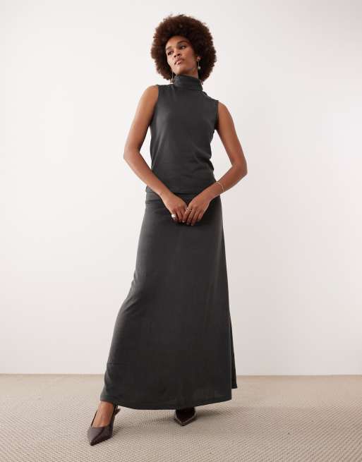 JDY Tall - Top senza maniche con collo alto grigio scuro in coordinato, 2 di 4