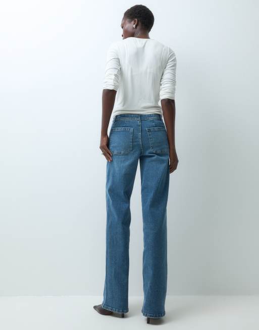 JDY Tall Vanessa jeans a gamba larga blu medio, 2 di 5