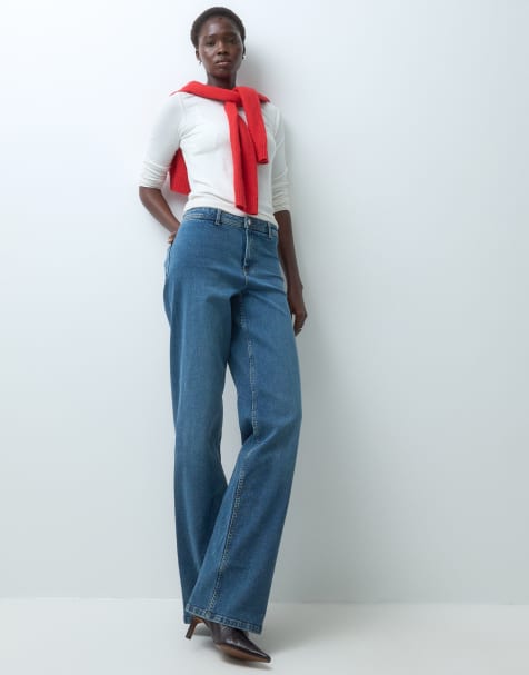 JDY Tall Vanessa jeans de pierna ancha en azul medio - view 1