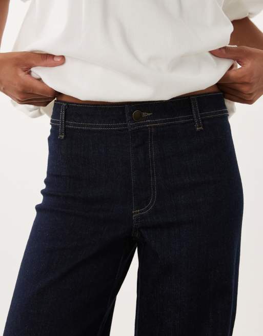 JDY Tall Vanessa mid waist wide leg jeans in dark blue, 4 of 5