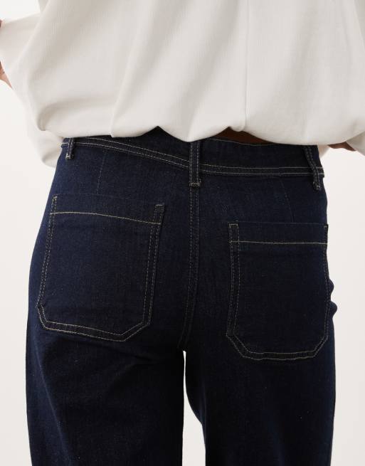 JDY Tall - Vaqueros Vanessa de talle medio y pernera ancha en azul oscuro, 5 de 5