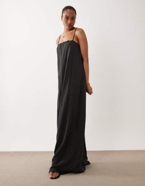 JDY Tall - vestido maxi sin mangas de gasa en color carbón - view 1
