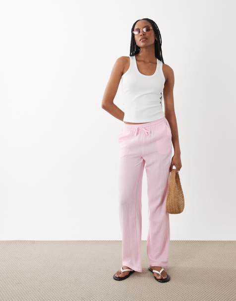 JDY Tall – Weit geschnittene Hose aus Musselin in Rosa - view 1