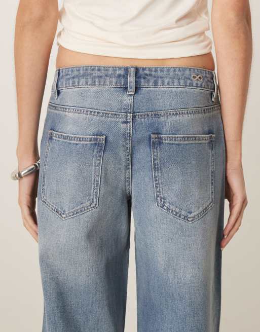 JDY Tall western wide leg jeans with studs detailing in light blue wash    , 4 of 5