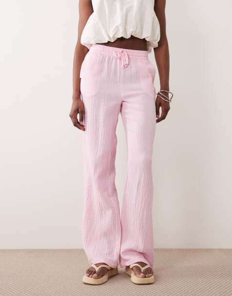 JDY Tall wide leg cheesecloth pants in pink  - view 1