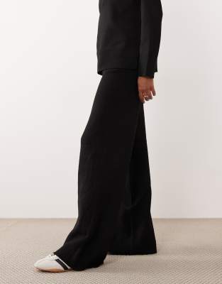 Jdy Tall Wide Leg Knit Pants In Black