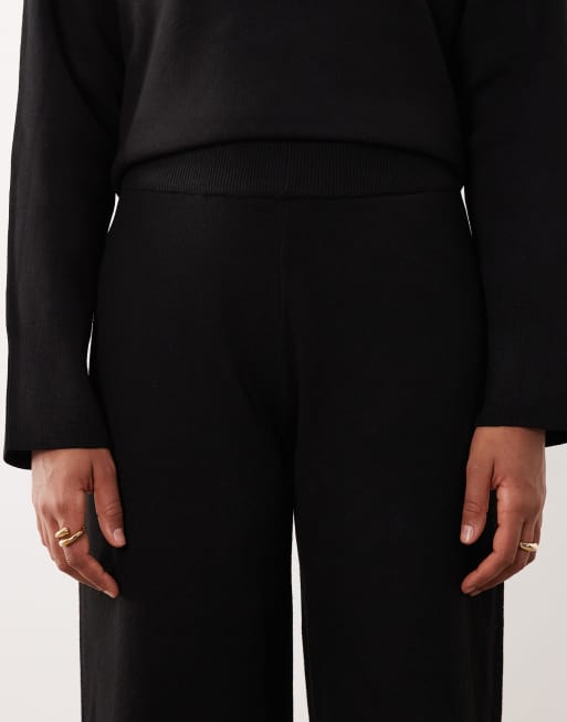 JDY Tall wide leg knitted trousers co-ord in black, 5 of 5