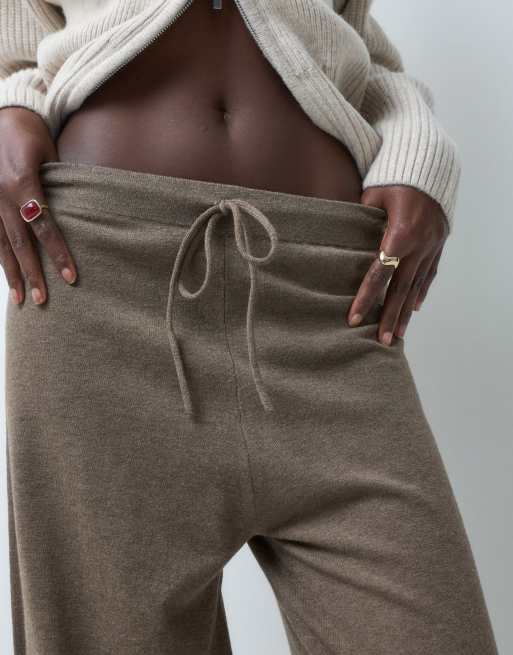 JDY Tall wide leg knitted trousers co-ord in light brown, 4 of 5