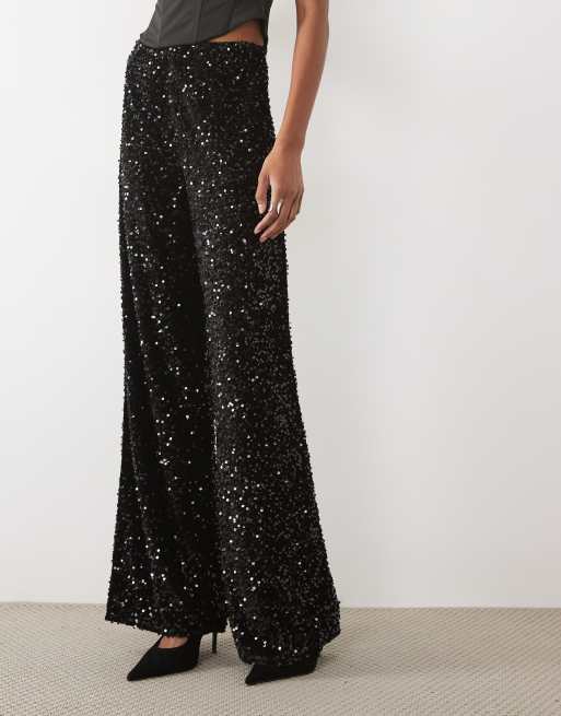 JDY Tall wide leg pants in black sequins, 5 of 5