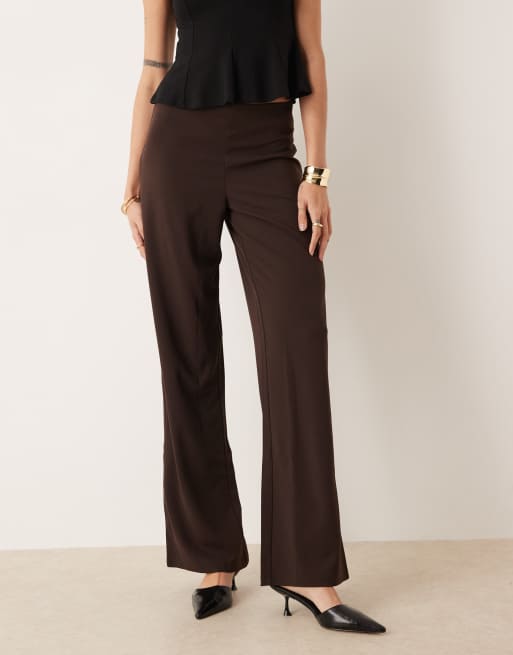 JDY Tall wide leg pants in chocolate brown, 2 of 5