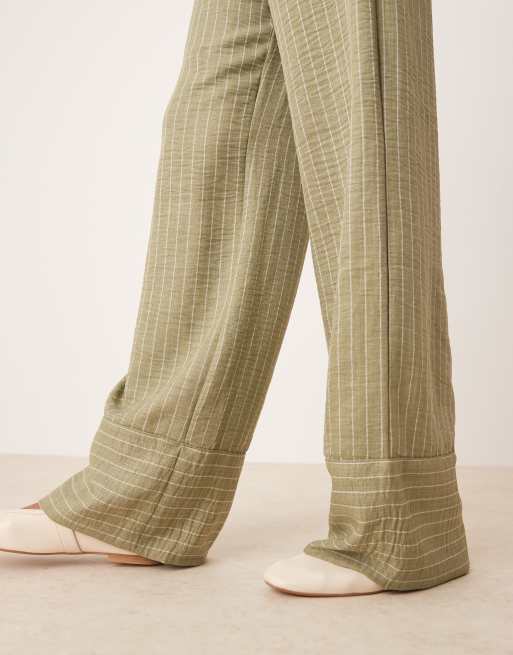JDY Tall wide leg pants in green stripes, 5 of 5