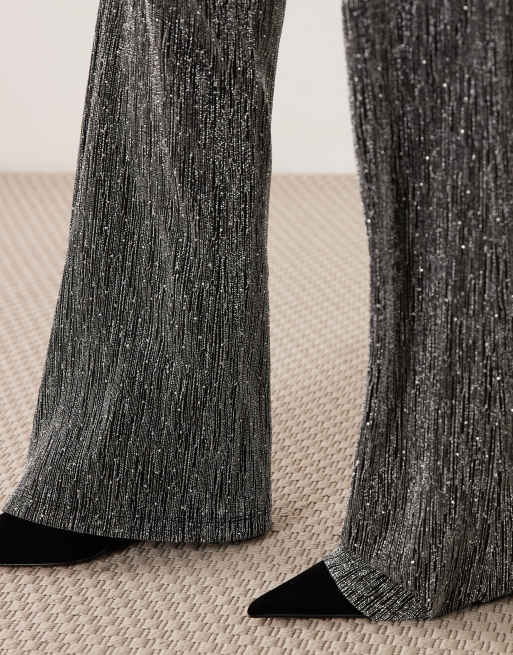 JDY Tall wide leg pants in silver glitter, 2 of 5