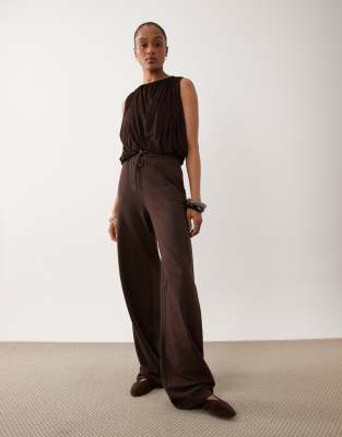 Jdy Tall Wide Leg Sweat Joggers In Brown