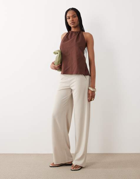 JDY Tall wide leg tailored pants in beige - view 1