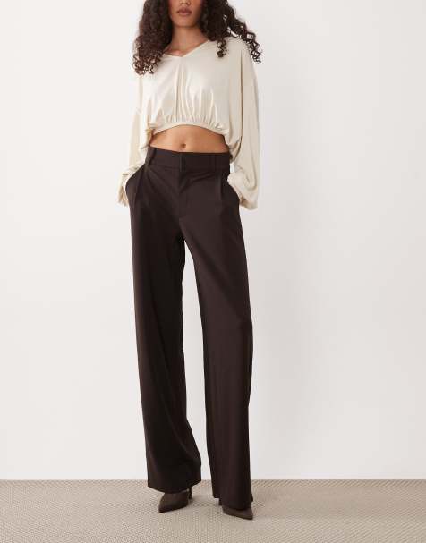 JDY Tall wide leg tailored pants in chocolate brown - view 1