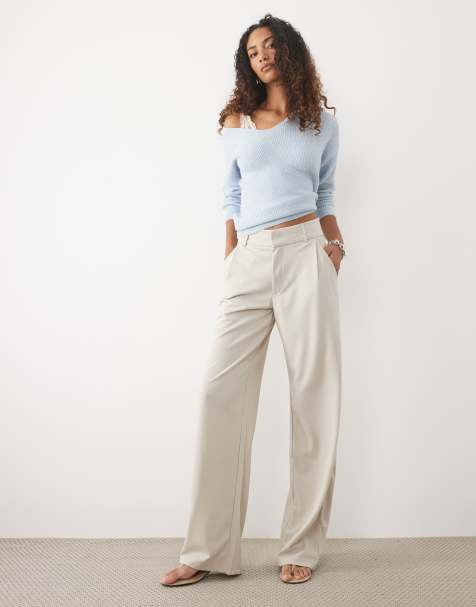 JDY Tall wide leg tailored pants in stone - view 1