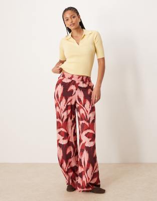 JDY Tall JDY Tall wide leg trouser in abstract print-Pink