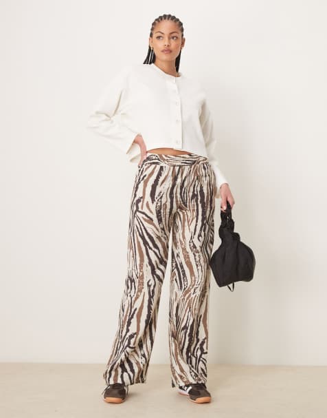 JDY Tall wide leg trousers in abstract zebra print - view 1