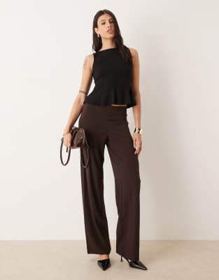 JDY Tall JDY Tall wide leg trousers in chocolate brown