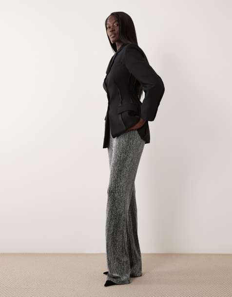 JDY Tall wide leg trousers in silver glitter - view 1