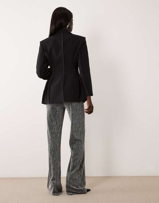 JDY Tall wide leg trousers in silver glitter, 4 of 5
