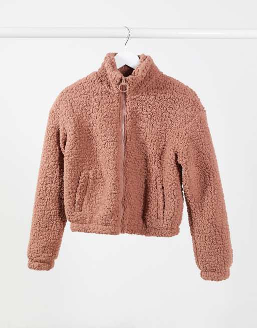 Pink teddy bomber outlet jacket