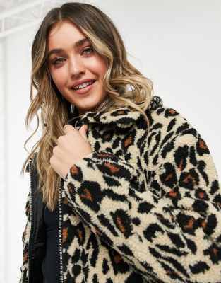 leopard print teddy coat