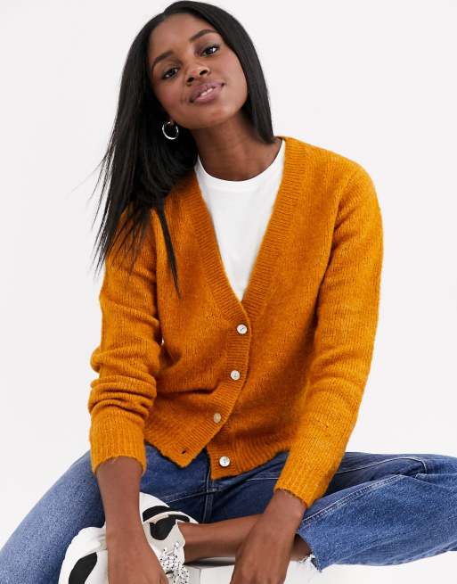 Mustard snap outlet cardigan